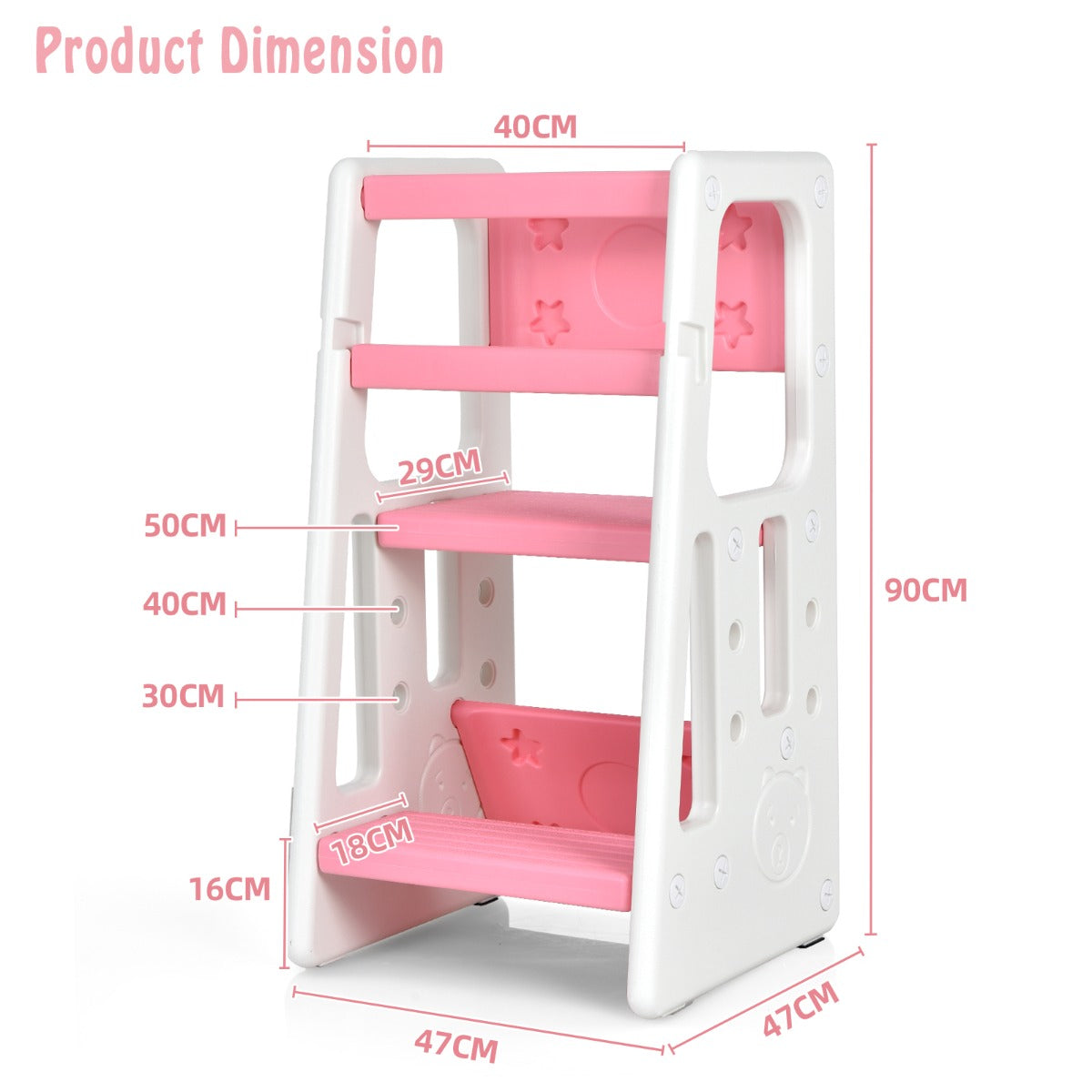 Costway Kids Step Learning Stool with Double Safety Rails for Baby