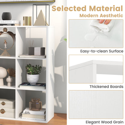 9-Cube Bookshelf Modern Cubby Bookcase with Back Guardrail and Anti-tipping Kits-White