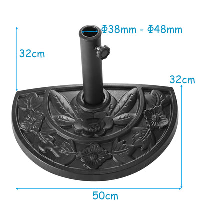 Costway Half Round Resin Umbrella Base with Adjustable Screw Mechanism for Garden