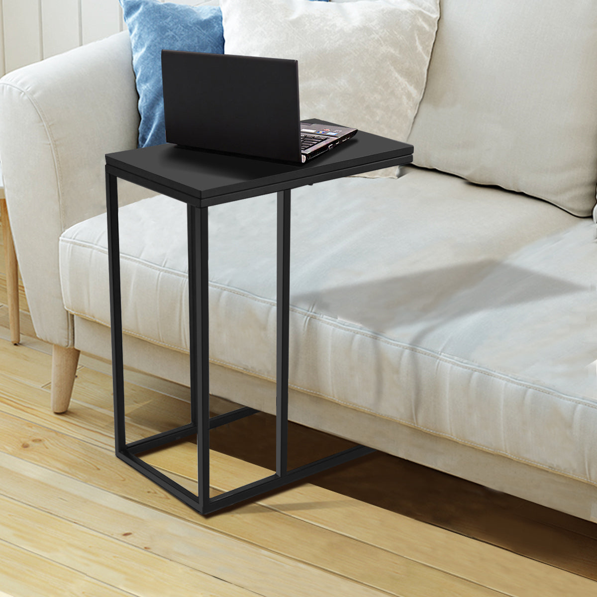Costway Industrial C-Shaped Narrow End Side Table & Rectangle Tabletop