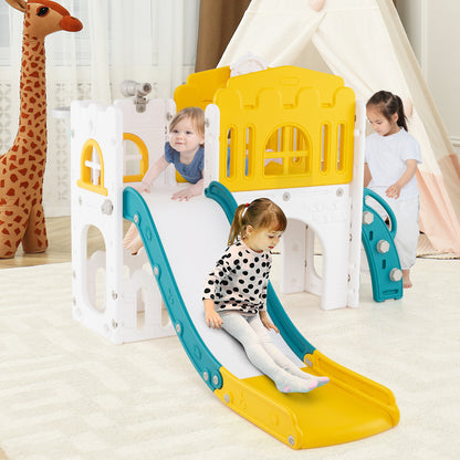 9 in 1 Baby Indoor Playground Slide and Climber Playset for Kids-Yellow and Green