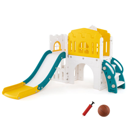 9 in 1 Baby Indoor Playground Slide and Climber Playset for Kids-Yellow and Green