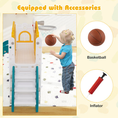 9 in 1 Baby Indoor Playground Slide and Climber Playset for Kids-Yellow and Green