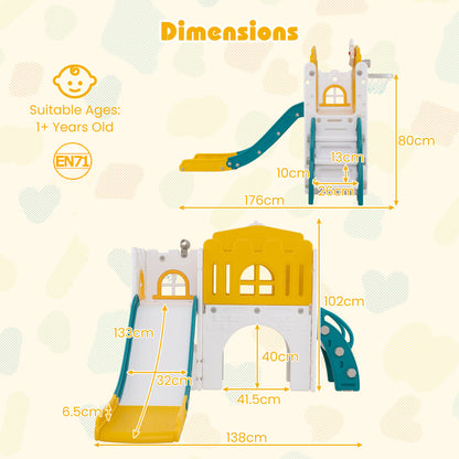9 in 1 Baby Indoor Playground Slide and Climber Playset for Kids-Yellow and Green