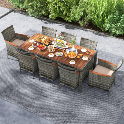 Large rectangular patio table offers generous space for family meals and entertaining