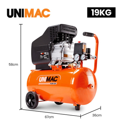 24L 2.0HP Air Compressor, Direct Drive, 2 Couplers for Airtools Tyre Inflation, Portable, Electric