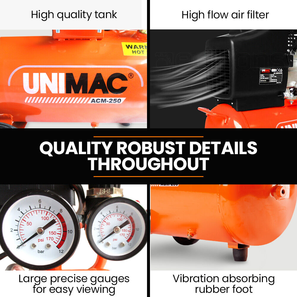 24L 2.0HP Air Compressor, Direct Drive, 2 Couplers for Airtools Tyre Inflation, Portable, Electric