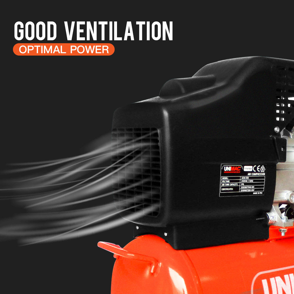 Portable Electric Air Compressor, 0.6m³ Tank, 1.5kW Motor, 5pc Air Tool Kit