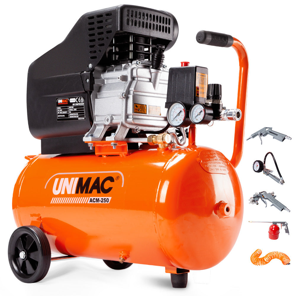 Portable Electric Air Compressor, 0.6m³ Tank, 1.5kW Motor, 5pc Air Tool Kit