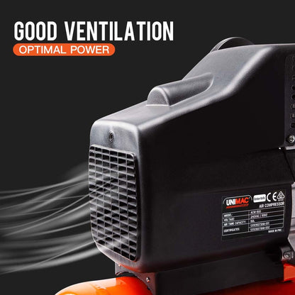 Portable Electric Air Compressor, 50L 3HP, with 5pc Air Tool Kit, 12m Hose