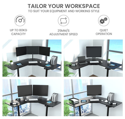 98m x 98m x 48m Dual-Motor 80kg Load Adjustable Electric Corner Standing Desk