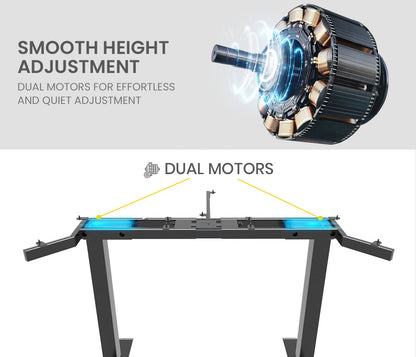 98m x 98m x 48m Dual-Motor 80kg Load Adjustable Electric Corner Standing Desk