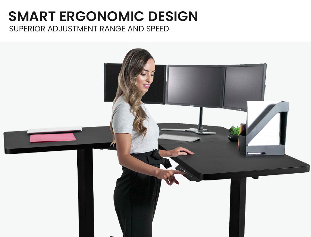 98m x 98m x 48m Dual-Motor 80kg Load Adjustable Electric Corner Standing Desk
