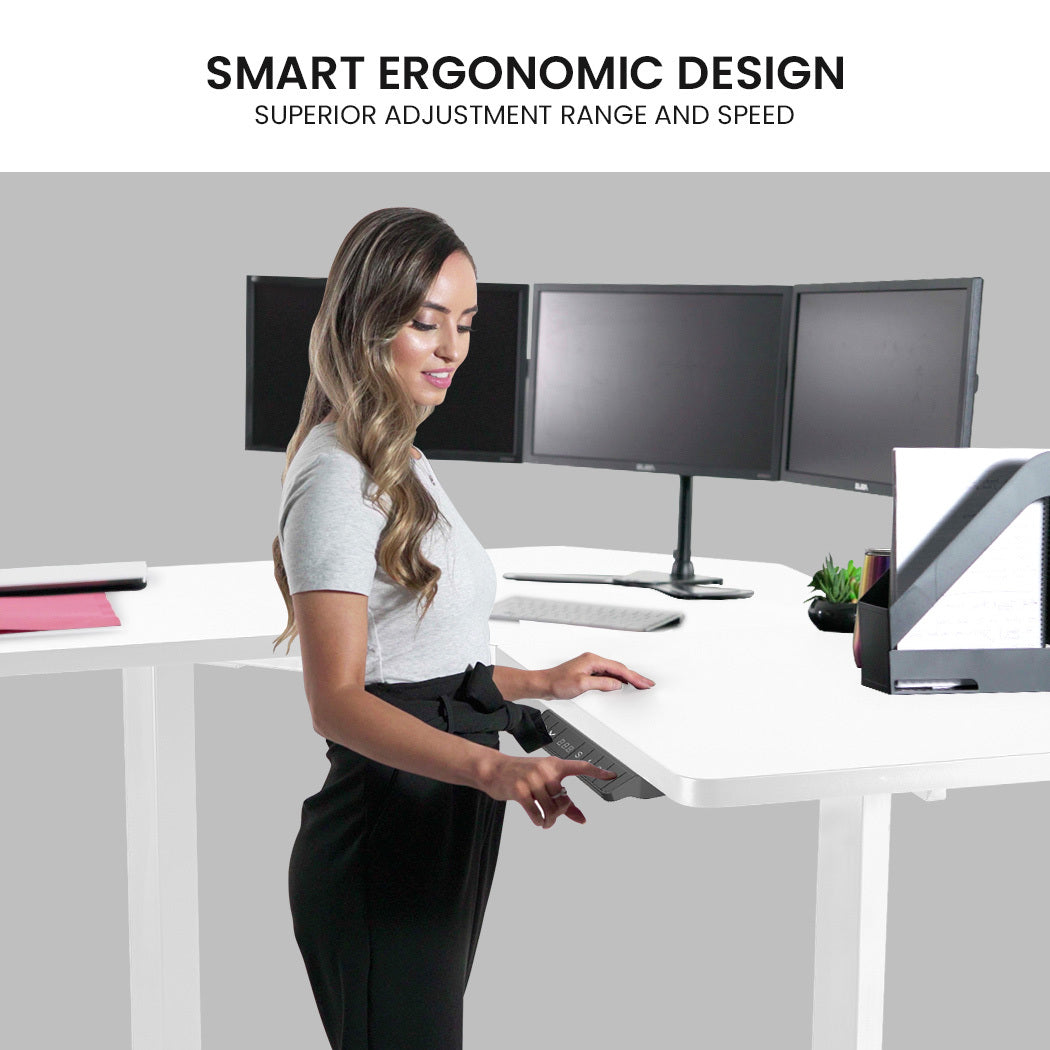 Adjustable Electric Corner Desk with Dual Motors, 0.98m x 0.98m Surface, 80kg Load