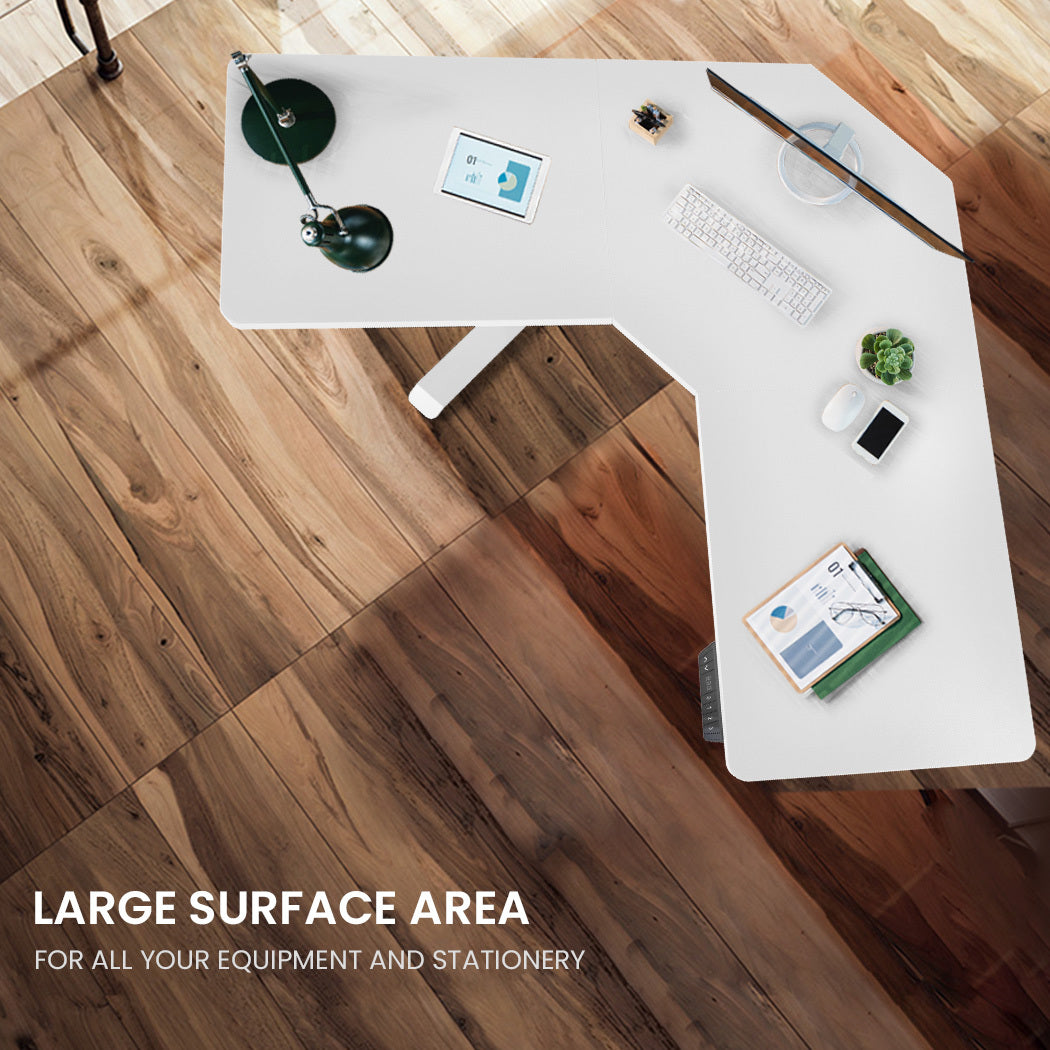 Adjustable Electric Corner Desk with Dual Motors, 0.98m x 0.98m Surface, 80kg Load