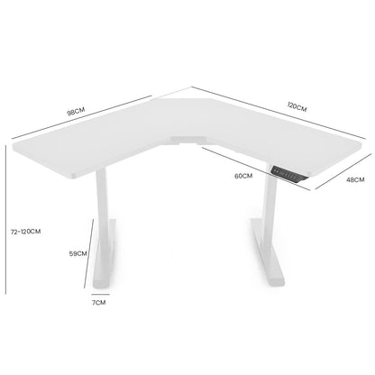 Adjustable Electric Corner Desk with Dual Motors, 0.98m x 0.98m Surface, 80kg Load