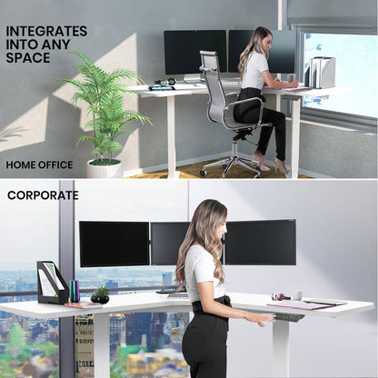 Adjustable Electric Corner Desk with Dual Motors, 0.98m x 0.98m Surface, 80kg Load