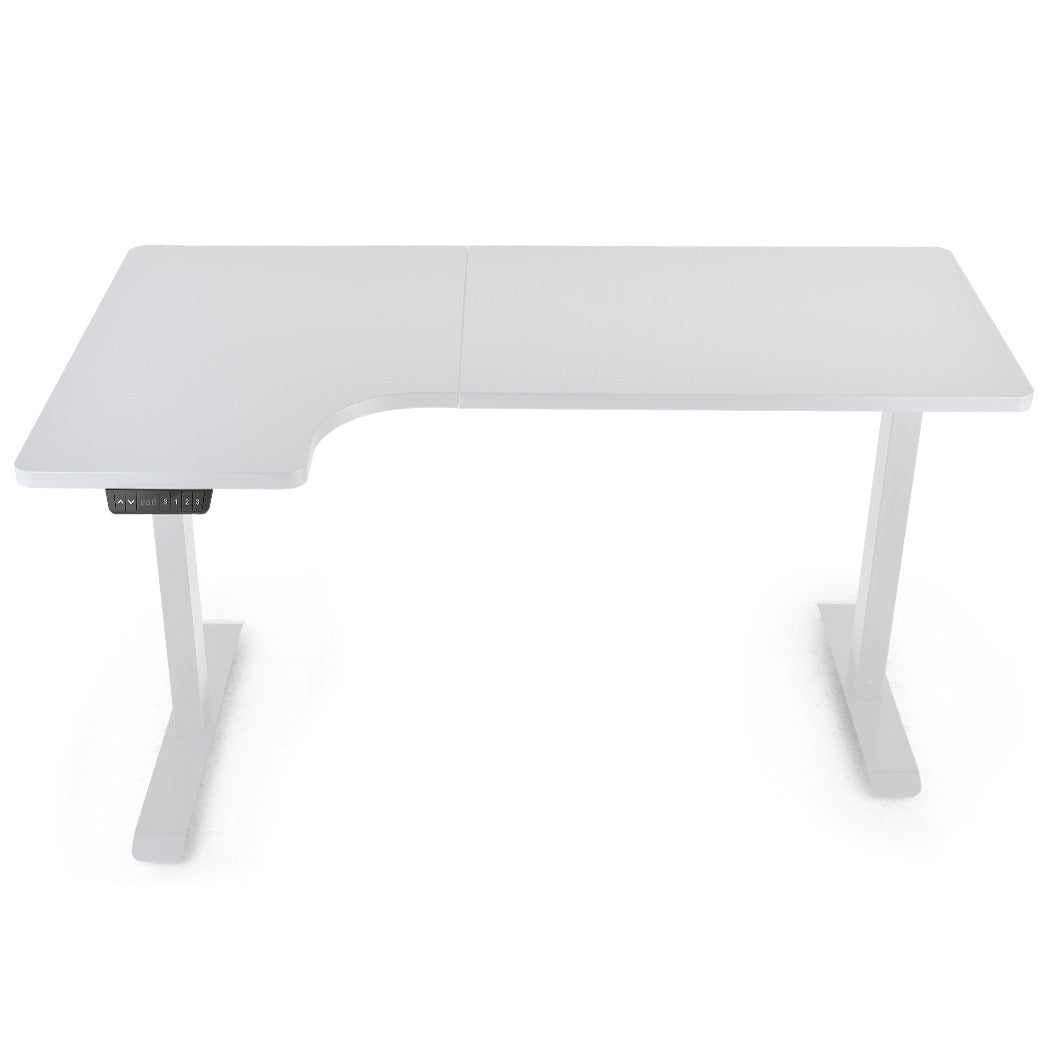 L-Shaped Dual Motor Adjustable Sit-Stand Desk, 1.45m Wide, 80kg Load Capacity