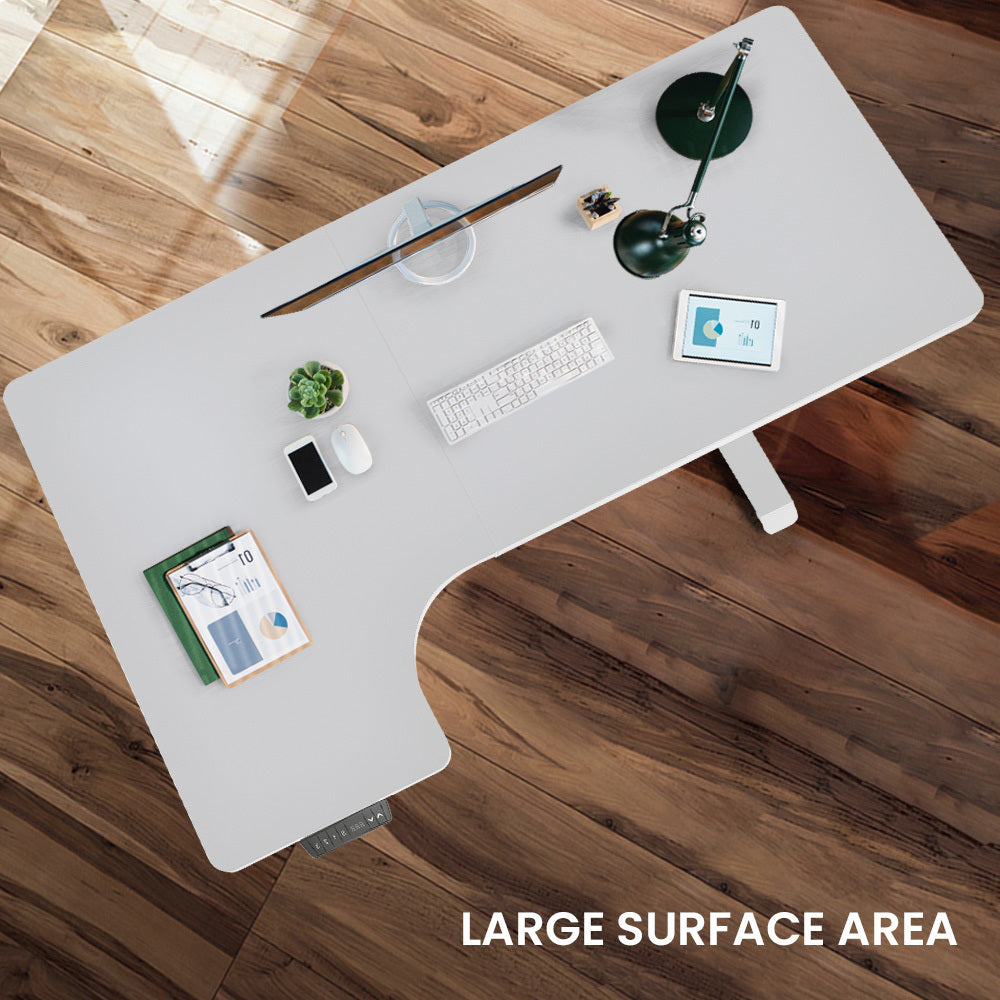 L-Shaped Dual Motor Adjustable Sit-Stand Desk, 1.45m Wide, 80kg Load Capacity