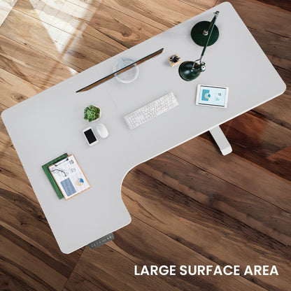 L-Shaped Dual Motor Adjustable Sit-Stand Desk, 1.45m Wide, 80kg Load Capacity