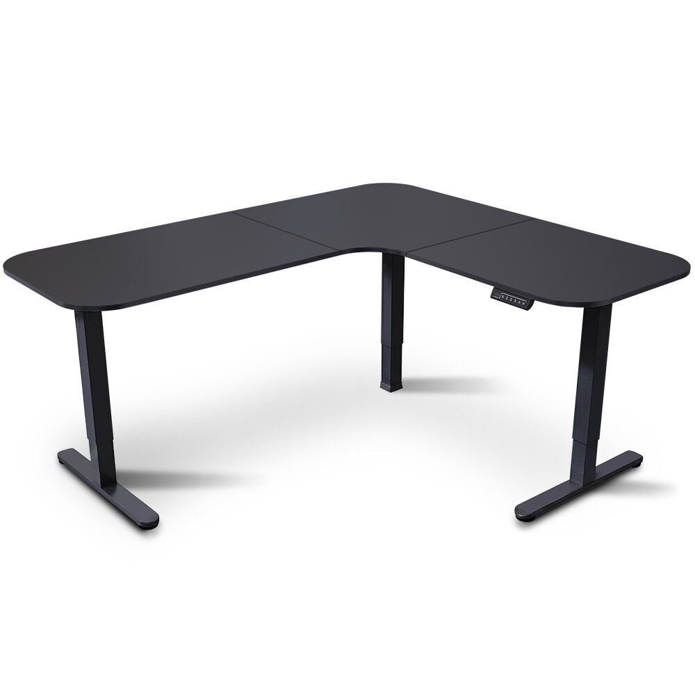 Corner Standing Desk, 160x140cm, 72-118cm Sit to Stand Up Electric Height Adjustable, Black