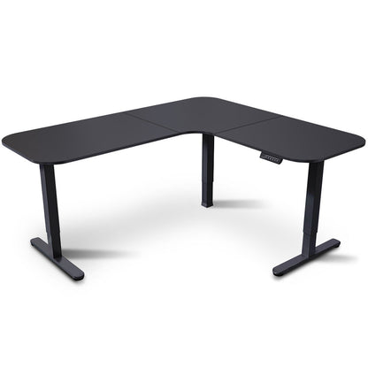 Corner Standing Desk, 160x140cm, 72-118cm Sit to Stand Up Electric Height Adjustable, Black