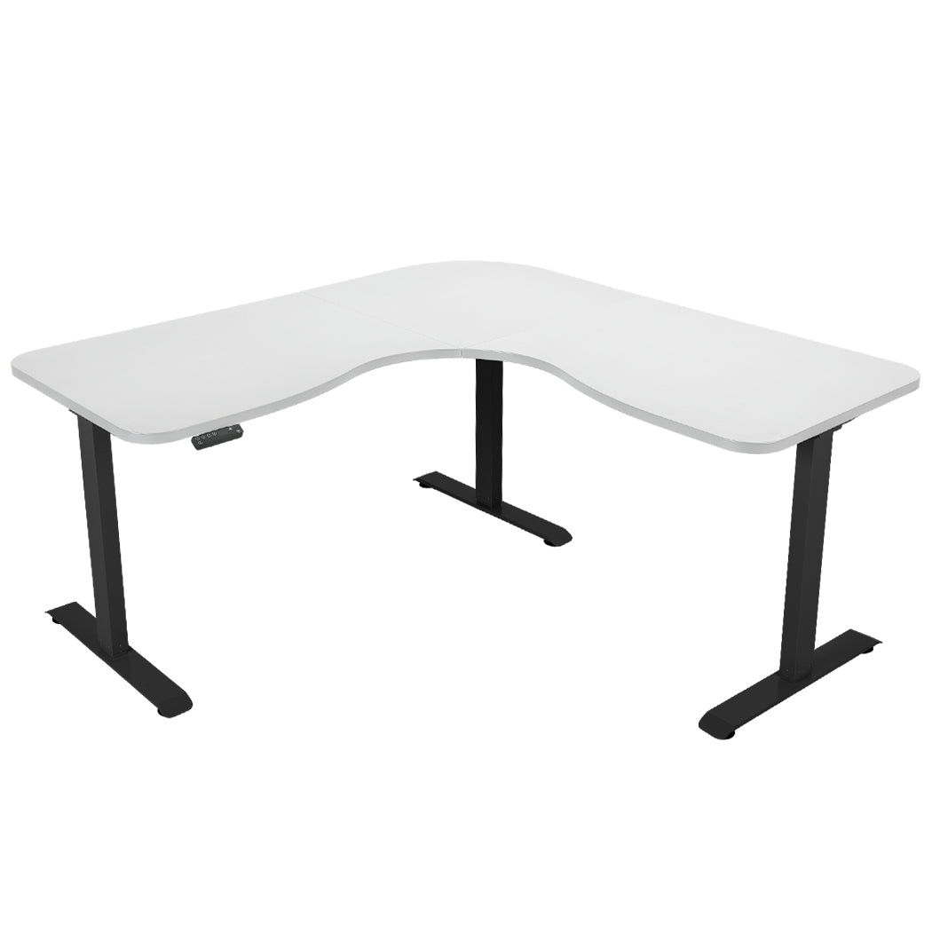 Adjustable Electric Corner Desk with Triple Motor, 120kg Capacity, White/Black