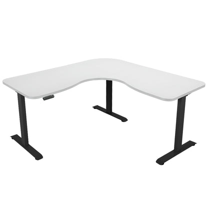 Adjustable Electric Corner Desk with Triple Motor, 120kg Capacity, White/Black