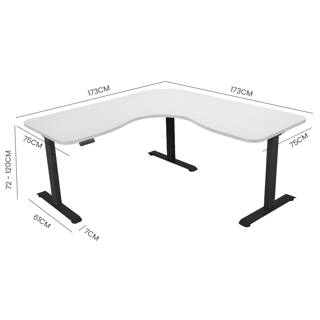 Adjustable Electric Corner Desk with Triple Motor, 120kg Capacity, White/Black