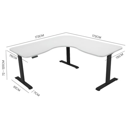 Adjustable Electric Corner Desk with Triple Motor, 120kg Capacity, White/Black