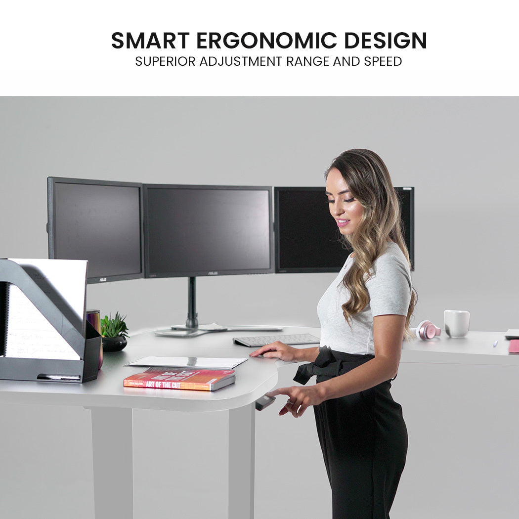 Adjustable Electric Sit/Stand Corner Desk with 3 Motors, 120kg Load, 173x173cm