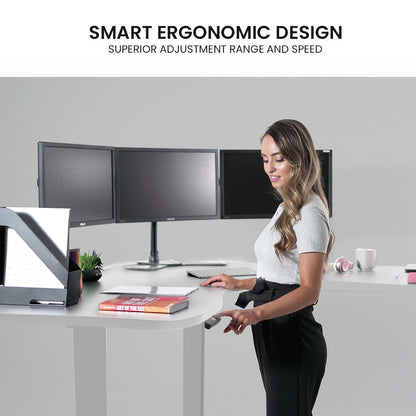 Adjustable Electric Sit/Stand Corner Desk with 3 Motors, 120kg Load, 173x173cm
