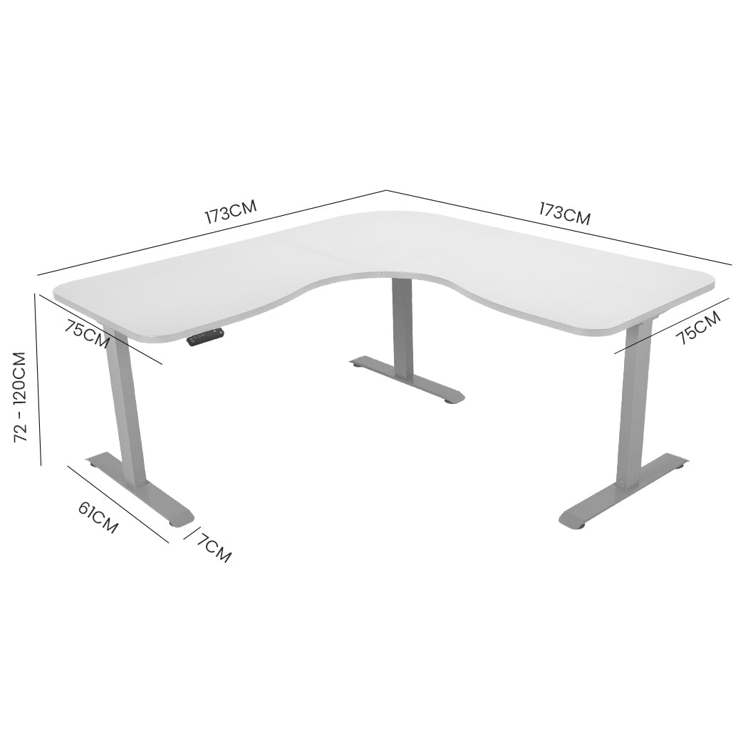 Adjustable Electric Sit/Stand Corner Desk with 3 Motors, 120kg Load, 173x173cm