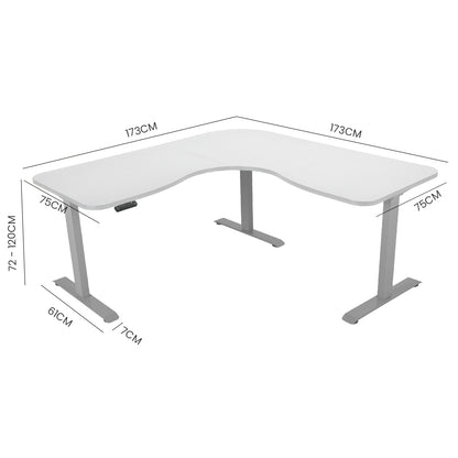 Adjustable Electric Sit/Stand Corner Desk with 3 Motors, 120kg Load, 173x173cm