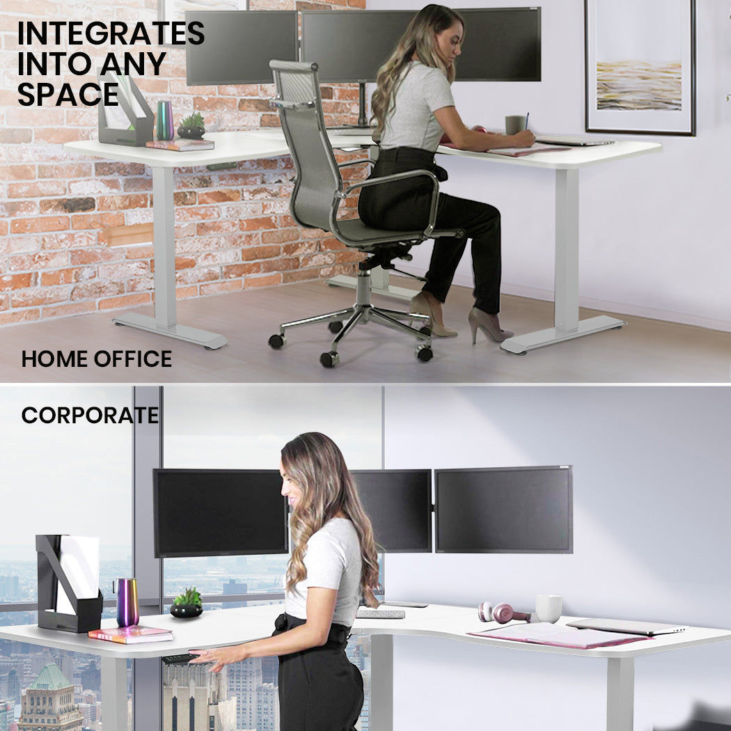 Adjustable Electric Sit/Stand Corner Desk with 3 Motors, 120kg Load, 173x173cm