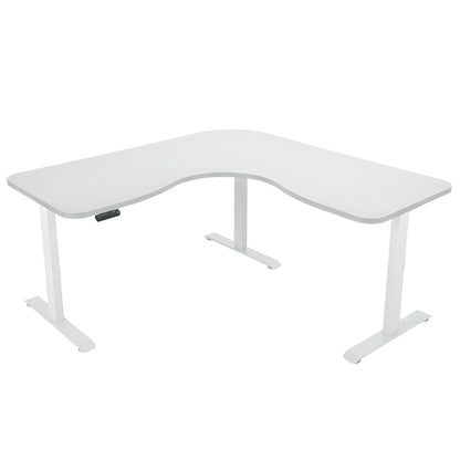 Adjustable Electric Sit-Stand Corner Desk, 3 Motors, 120kg Load, White Frame