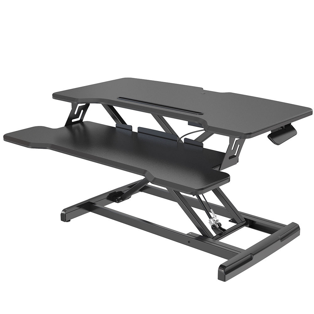 Adjustable Sit-Stand Desk Riser, 0.77m Wide, Dual Monitor, Black