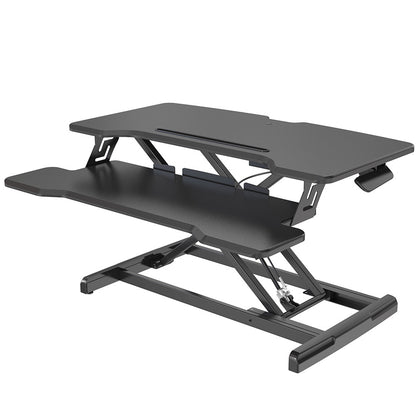Adjustable Sit-Stand Desk Riser, 0.77m Wide, Dual Monitor, Black