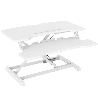 Adjustable 0.77m Sit-Stand Desk Riser for Dual Monitors and Laptop, White