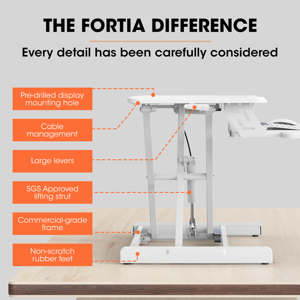 Adjustable 0.77m Sit-Stand Desk Riser for Dual Monitors and Laptop, White