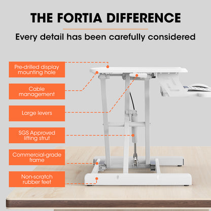 Adjustable 0.77m Sit-Stand Desk Riser for Dual Monitors and Laptop, White