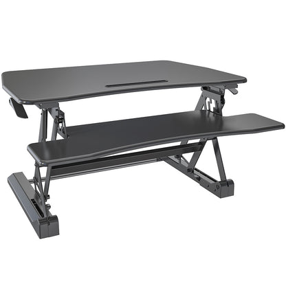 Height Adjustable Sit-Stand Desk Riser, 0.9m Wide, Dual Monitor Capacity, Black