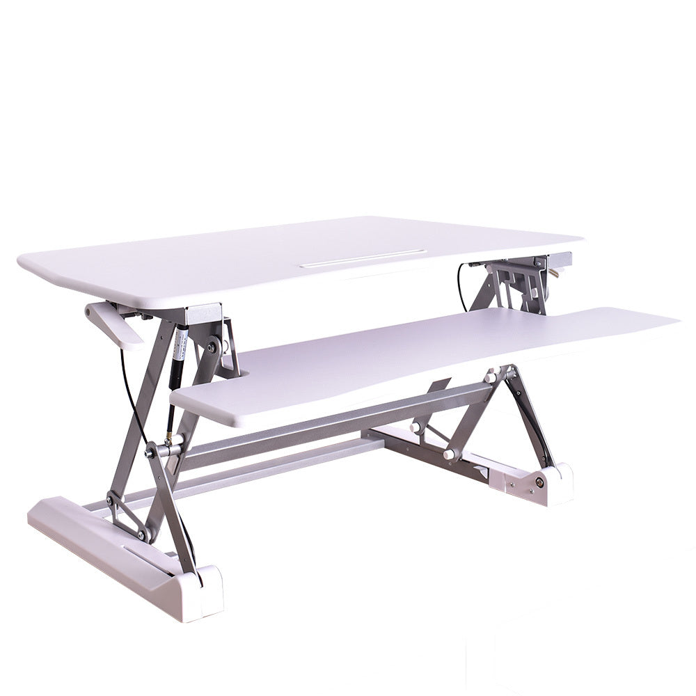Adjustable Sit Stand Desk Riser, 0.9m Wide, Dual Monitor, White, 17kg Capacity