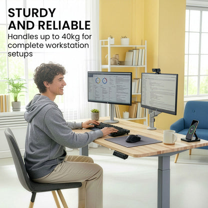 Sit To Stand Standing Desk, 120x60cm, 72-118cm Electric Height Adjustable, Light Oak Style Desktop Silver Frame