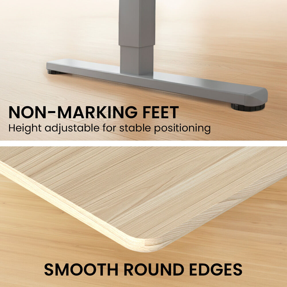 Sit To Stand Standing Desk, 120x60cm, 72-118cm Electric Height Adjustable, Light Oak Style Desktop Silver Frame
