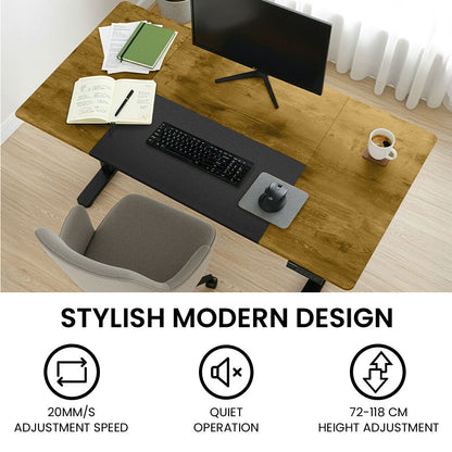 Sit To Stand Standing Desk, 120x60cm, 72-118cm Electric Height Adjustable, Walnut Style Desktop Black Frame