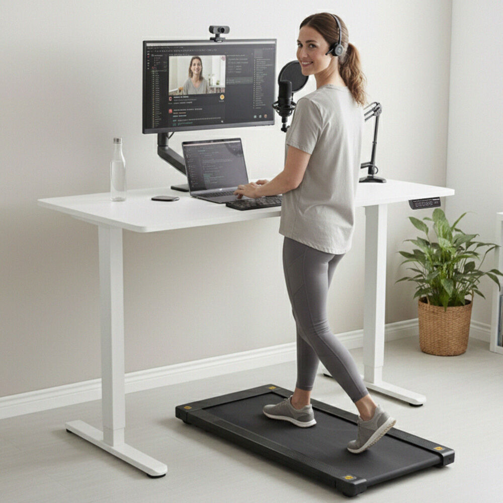 Electric Sit To Stand Up Standing Desk, 120x60cm, Height Adjustable, 40kg Rated, White