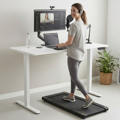 Electric Sit To Stand Up Standing Desk, 120x60cm, Height Adjustable, 40kg Rated, White