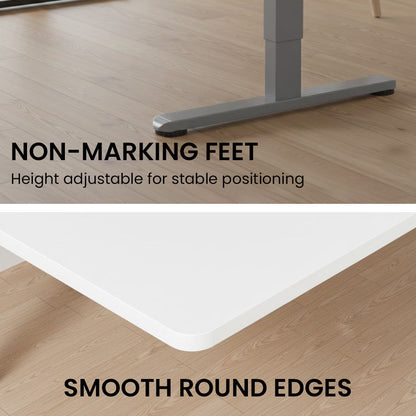 Sit to Stand Standing Desk, 160x60cm, 72-118cm Electric Height Adjustable, White Desktop/Silver Frame