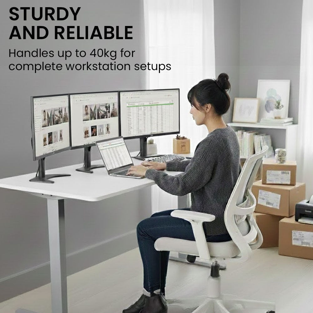 Sit to Stand Standing Desk, 160x60cm, 72-118cm Electric Height Adjustable, White Desktop/Silver Frame